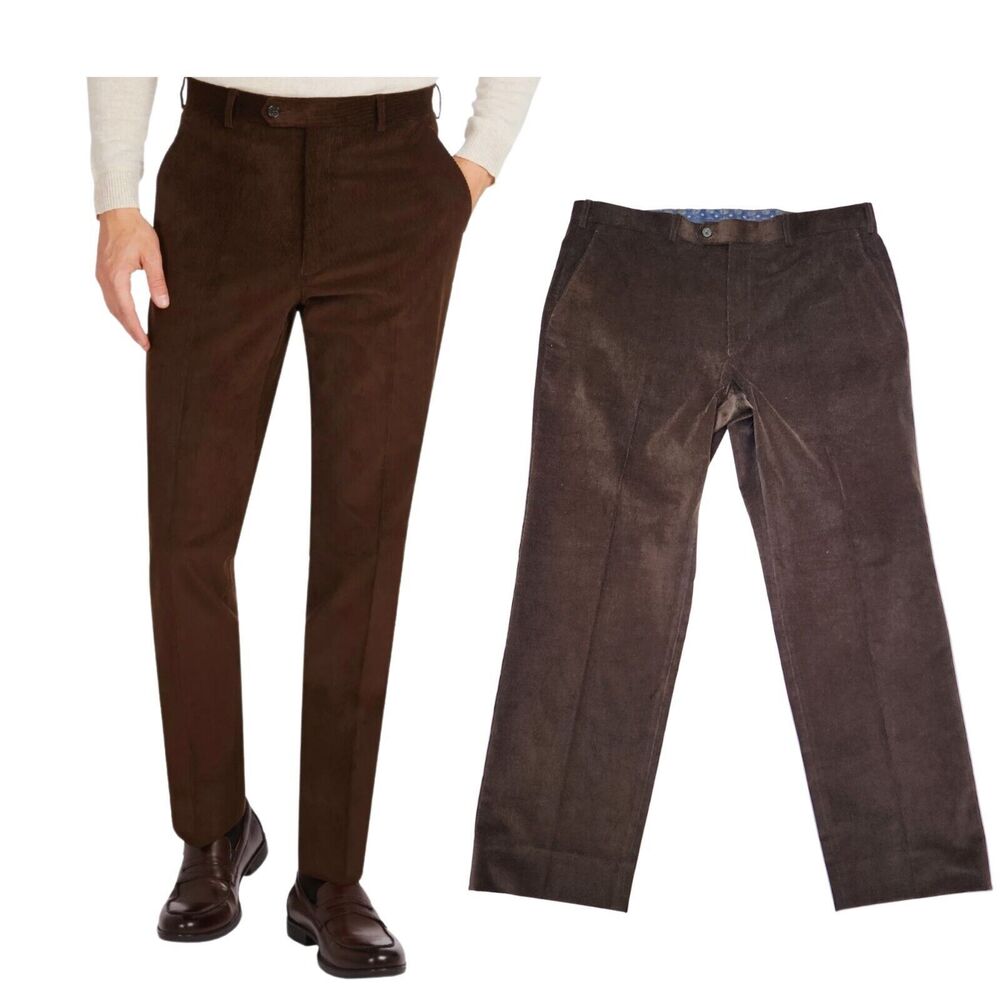 Lauren‎ Ralph Lauren Pants Mens Classic-Fit Stretch Corduroy Brown 38X32